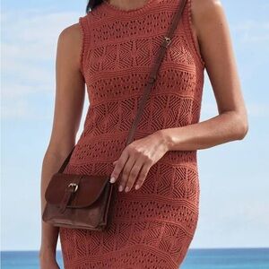 Patricia Nash Genuine Leather Cognac Crossbody Bag